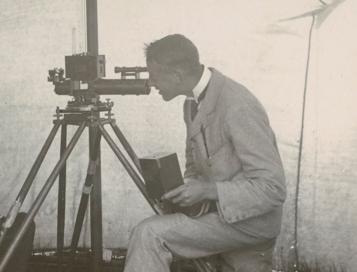 Man making meteorological observations