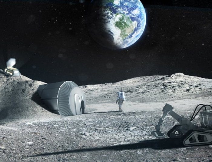 Concept art for a moon base